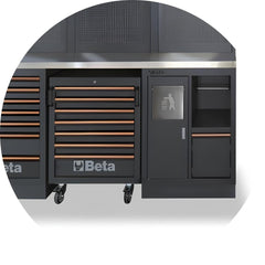 Conjunto Móveis Oficina com Bancada Inox Armário Parede Carrinho Paineis Ferramenta C45PROX Beta