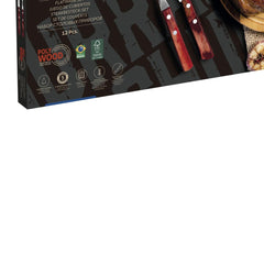 Jogo De Talheres Para Churrasco Tramontina 12 Peças Aço Inox Cabo Vermelho Polywood