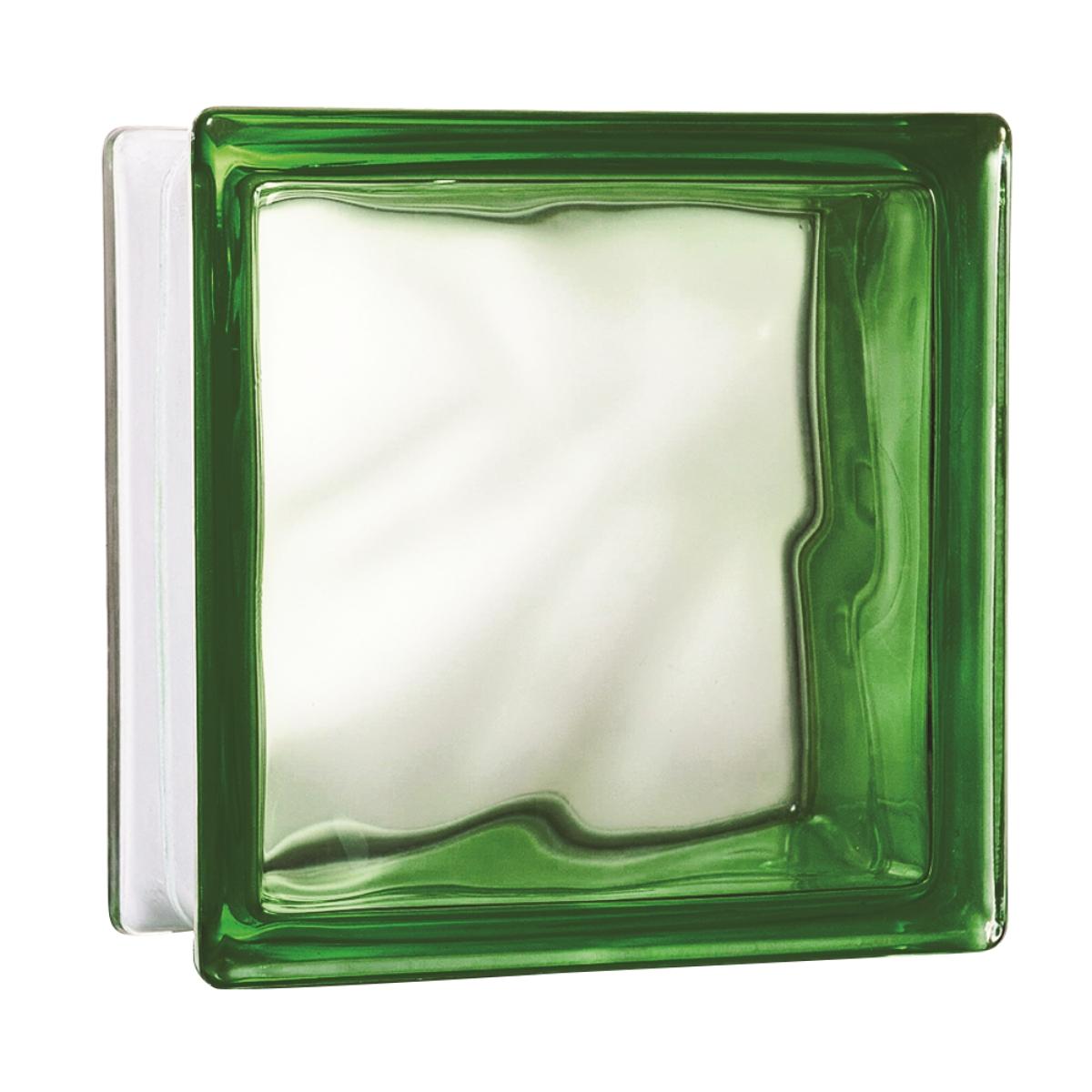 Tijolo de Vidro 19 x 19 x 8 cm Cloudy S-Color Verde 06 Unidades Tradestar