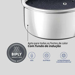Panela Tramontina Romagna Indução 16 Cm 1,5 L Cerâmica Black Stone Inox E Alumínio
