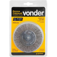 Escova Circular 4X1/2'' 20000Rpm Aço Inox Ondulada Vonder 1/4'' Haste Resistente à Oxidação
