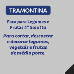 Faca Para Legumes E Frutas Tramontina Solutta Lâmina Aço Inox 4 Polegadas Cabo Policarbonato