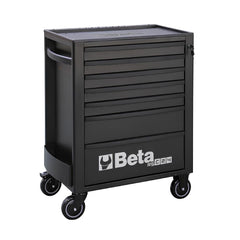 Carrinho para Ferramentas 800KG Preto 7 Gavetas Tampo de Madeira Fechadura RSC24/7-N Beta