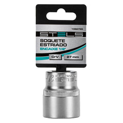 Soquete Estriado 1/2'' 27mm Aço CrV 12 Lados Stels