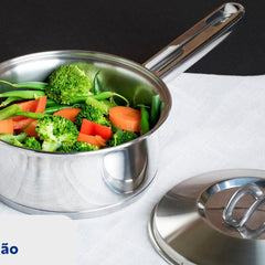 Panela Tramontina Solar Fundo Triplo Aço Inox 20 cm 2,9 L Compatível Indução Forno 260°C