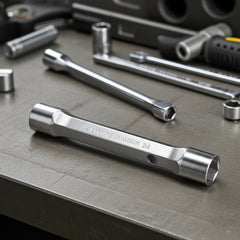 Chave Sextavada Tubular CrV 22-24mm Reforçada 1PC Cromado Stels 1377755