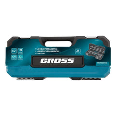 Jogo de Ferramentas 24 Peças 1/2'' Maleta Plástica Aço CrV Gross 1414755