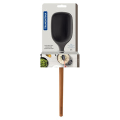 Colher De Servir Tramontina Live Silicone Cinza Cabo Madeira Resistente 210°C Antiaderente