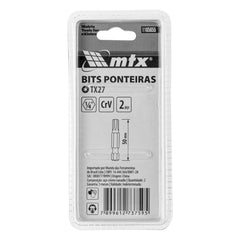 Bits Torx T27 Cromo Vanádio 50mm 2pcs MTX 1/4'' Alta Durabilidade