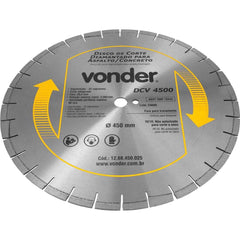Disco Diamantado 450mm Segmentado Asfalto/Concreto Dcv4500 Vonder 32 Segmentos 3395rpm