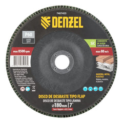 Disco de Desbaste Flap Carboneto de Silício 180 X 22,2mm Grão 60 Denzel 7407455 Para Esmerilhadeira