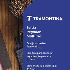 Pegador Multiuso Tramontina Softta Silicone E Aço Inox 33,9 Cm Vermelho Resistente Até 210 °C