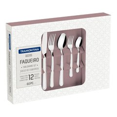 Faqueiro Tramontina Búzios Aço Inox 60 Peças Com Facas Para Churrasco Espessura 2mm E 1.2mm Completo