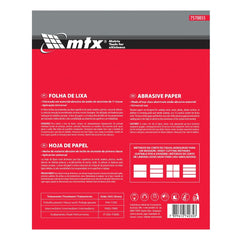 Folha de Lixa para Metal Base D´Água P100 230x280mm 10 Peças MTX 7560855
