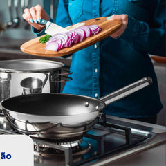 Jogo De Panelas Tramontina Solar Aço Inox Fundo Triplo 4 Peças Indução E Forno 260°C