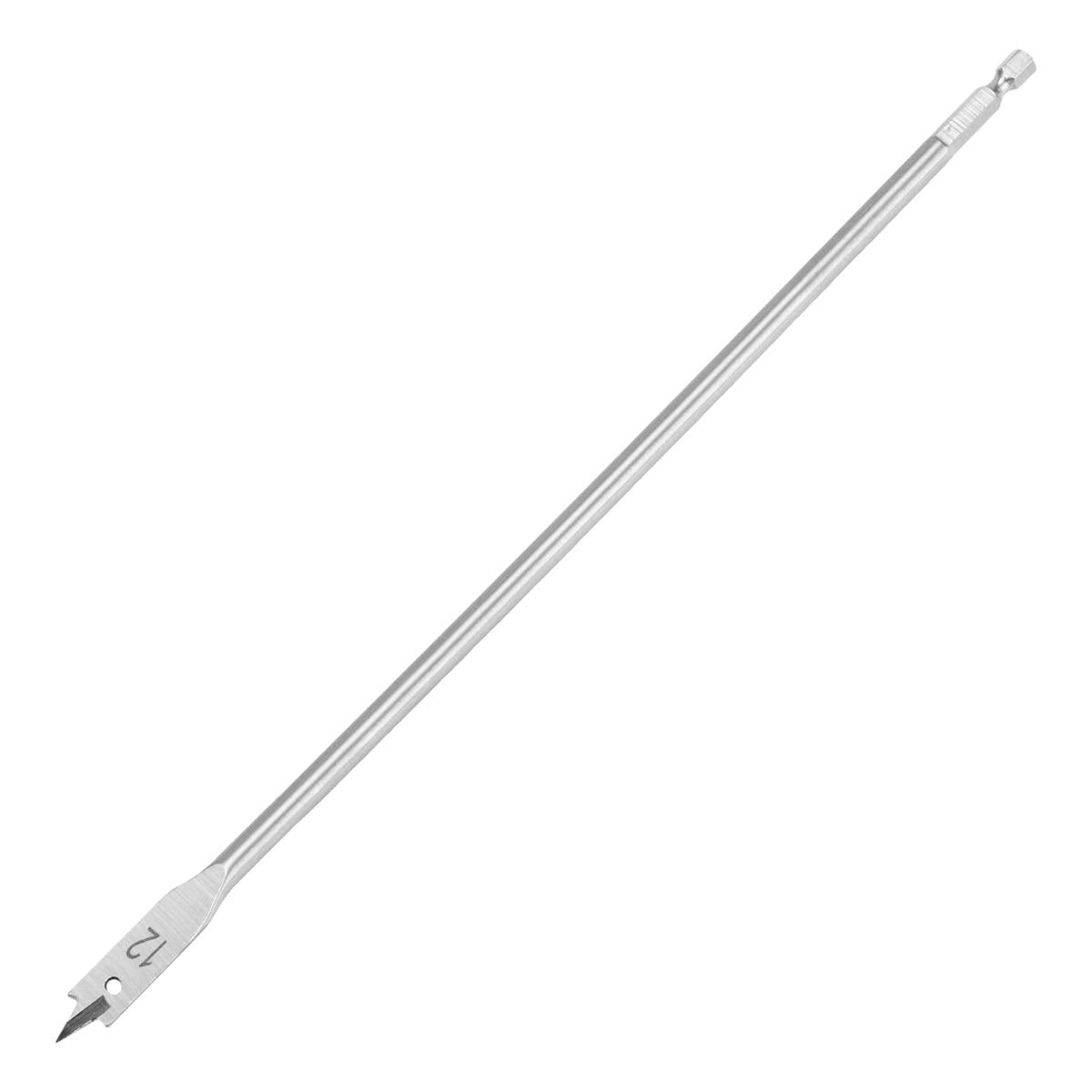 Broca Chata Madeira Longa 12mm Haste Hexagonal 7mm Aço 45 300mm MTX 7040129