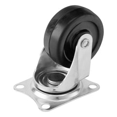 Rodízio Giratório 50 mm Borracha Preta Sem Freio 27 Kg Com Suporte Plataforma MTX