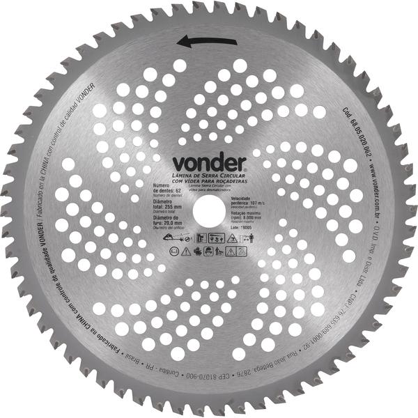 Lâmina Circular p/ Roçadeira c/ Videa 255x20,0x62 Vonder