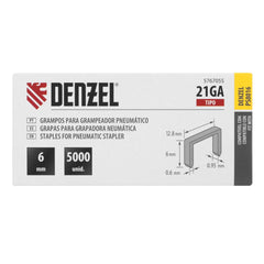 Grampos Pneumáticos Denzel 6mm 0,6mm 128mm 5000pcs Fixação Segura Estofamento Marcenaria