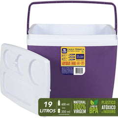 Caixa Térmica 19 Litros Polipropileno Virgem Bel Açaí Isolamento Térmico EPS