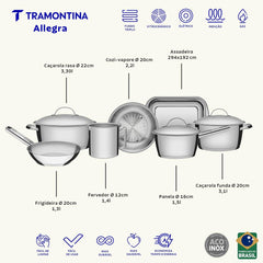 Jogo De Panelas Tramontina Allegra 7 Peças Aço Inox Com Fundo Triplo E Indução