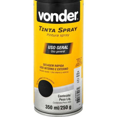 Tinta Spray Acrílica Preto Fosco 350ML/250G Vonder
