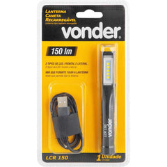 Lanterna Led Caneta Recarregável Vonder LCR150 150lm 100lm 3,7V 350mAh USB-C
