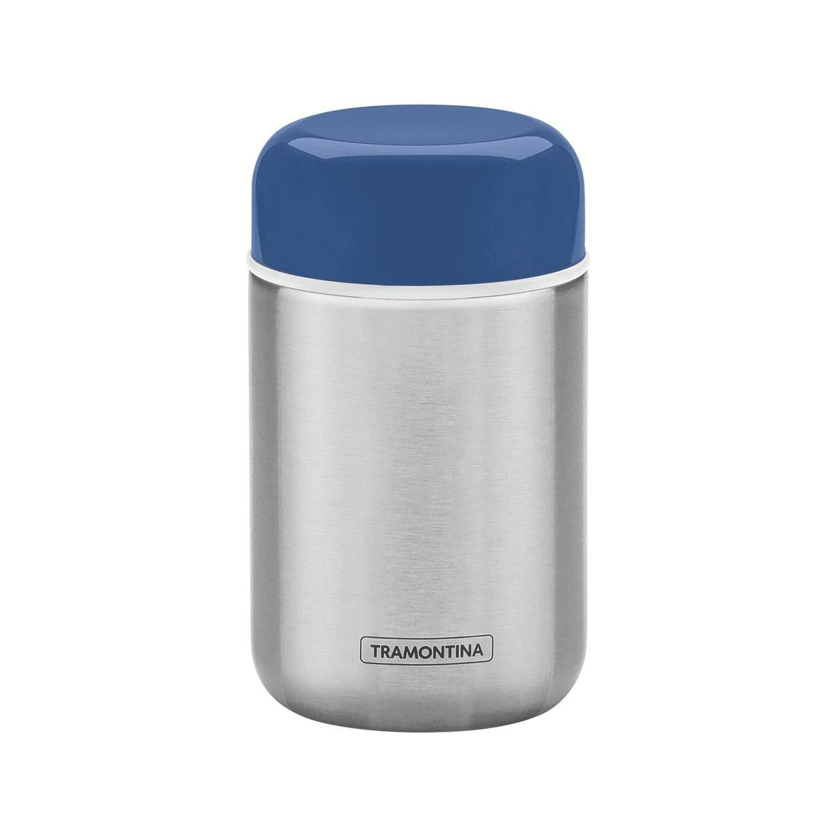 Pote Térmico Tramontina Aço Inox 400 Ml Tampa Azul 8,8 Cm Parede Dupla