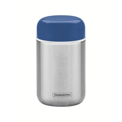 Pote Térmico Tramontina Aço Inox 400 Ml Tampa Azul 8,8 Cm Parede Dupla