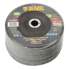 Disco Flap Desbaste Carboneto de Silício Grão 80 180x22,2mm Denzel 7407555 Ideal Para Metal Madeira