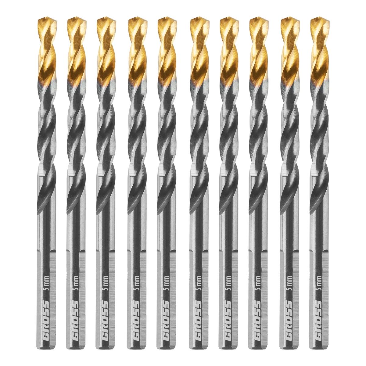 Broca Aço Rápido 5mm 10pcs Profissional Metal Gross Golden Tip