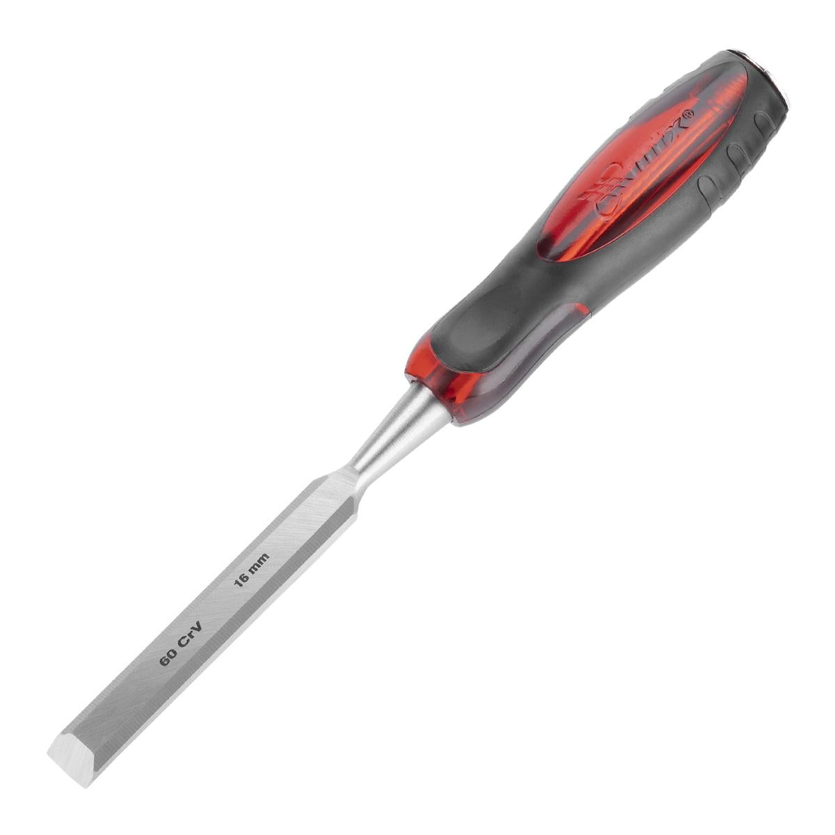 Formão Chanfrado Cabo Dupla Injeção Emborrachado 5/8'' 16mm MTX 245119 Aço Cromo-Vanádio 65 HRC