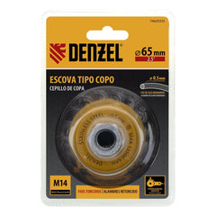 Escova Tipo Copo Rosca M14 Inox 0,5mm Fios Torcidos Limpeza Acabamento