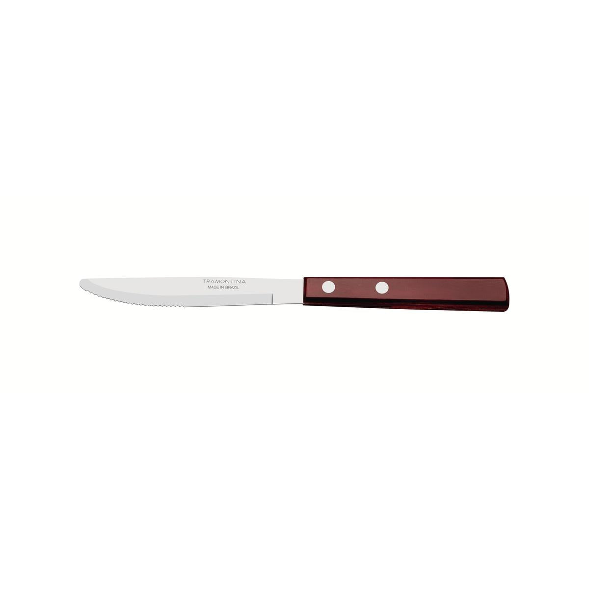 Faca Para Sobremesa Tramontina Polywood Aço Inox Cabo Madeira Vermelho 3 Polegadas Original