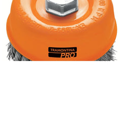 Escova Tipo Copa Arame Entrançado 2.1/2'' Tramontina PRO Para Remoção De Ferrugem E Pintura