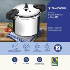 Panela De Pressão 10 L 24 cm Alumínio Polido Tramontina Valência