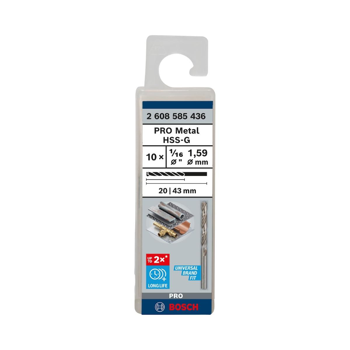 Broca Para Metal Bosch Pro Metal Hss-G 1/16'' 10Un
