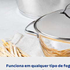 Caçarola Funda Tramontina Allegra Aço Inox Com Fundo Triplo 20 Cm 3,1 L Indução Forno 260 Graus