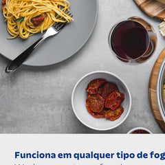 Caçarola Rasa Tramontina Solar Aço Inox Fundo Triplo 20 cm 2,9 L Silicone Indução