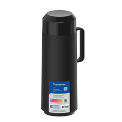 Garrafa Térmica Tramontina Exata 1 Litro Plástico Preto Com Ampola De Vidro Sistema 360 Graus