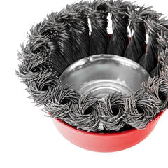 Escova de Aço Copo Torcida 75mm M14 12500rpm MTX 746249 para Esmerilhadeira
