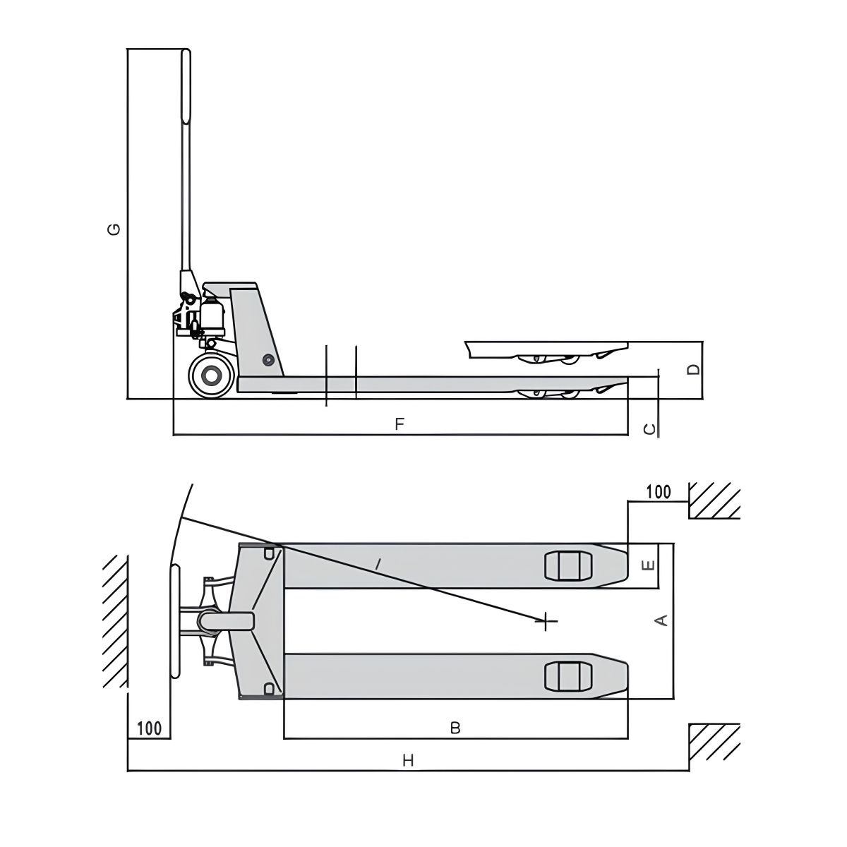 Paleteira Carro Hidráulico 2500Kg 550X1150 mm Roda Duplo Nylon TP2510 Bovenau
