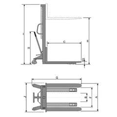 Paleteira Carro Hidráulico Elétrica 1500Kg 550X1150 mm Bat. Lithium 220V 50Hz TPE1500 Bovenau