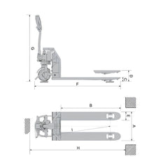 Paleteira Carro Hidráulico Elétrica 1500Kg 550X1150 mm Econômico Bat. Lithium 220V TPE1500E Bovenau
