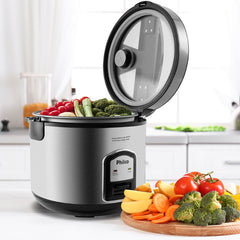 Panela de Arroz Elétrica PH10P Visor Glass Inox 700W Philco Com Acessórios Tampa Transparente 220V