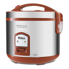 Panela de Arroz Elétrica PH10V Visor Glass Inox Philco Vermelha Com Tampa Transparente 220V