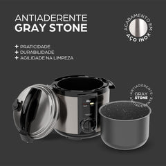 Panela de Pressão Elétrica WAP WPPE2 900W Silenciosa Cesto 5 Litros com Revestimento Antiaderente Inox 220V