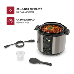 Panela de Pressão Elétrica WAP WPPE2 900W Silenciosa Cesto 5 Litros com Revestimento Antiaderente Inox 220V