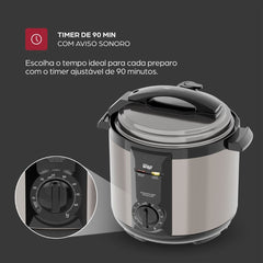 Panela de Pressão Elétrica WAP WPPE2 900W Silenciosa Cesto 5 Litros com Revestimento Antiaderente Inox 220V