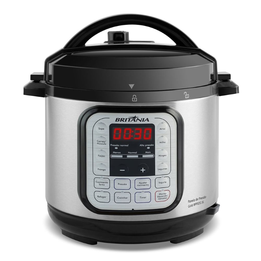 Panela de Pressão Elétrica Gold BPP02G Britânia 5L Com Revestimento Gold 11 Funções 127V